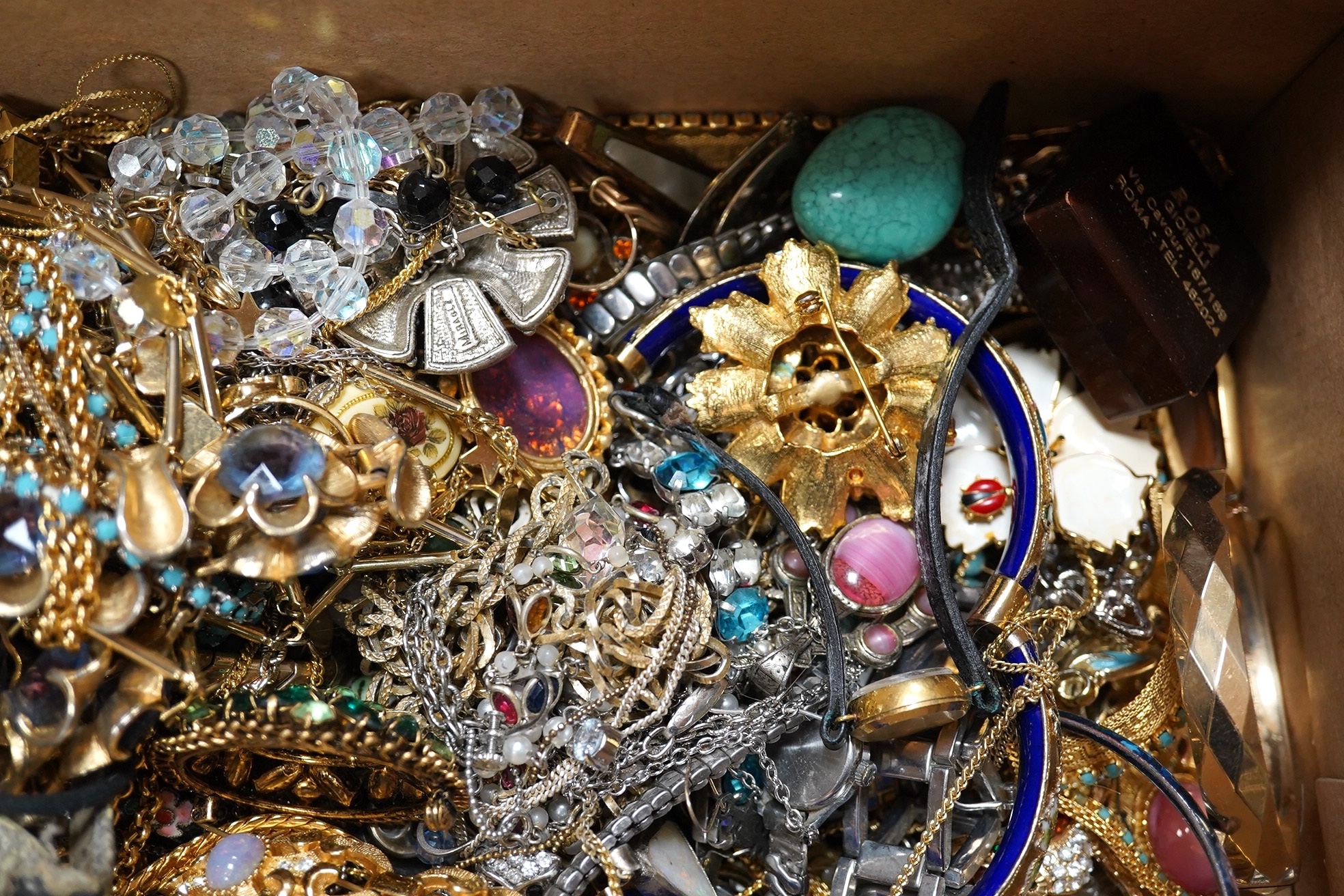 A quantity of assorted costume and other jewellery, including silver bangle etc. Condition - poor to fair to good